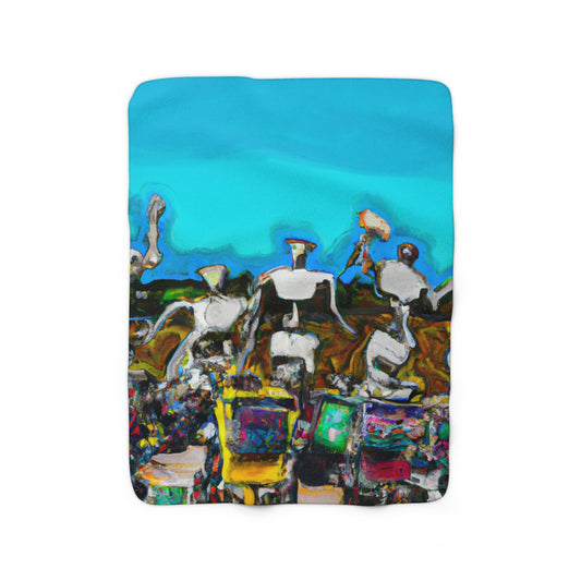 Robot Rolling Rhythms - The Alien Sherpa Fleece Blanket