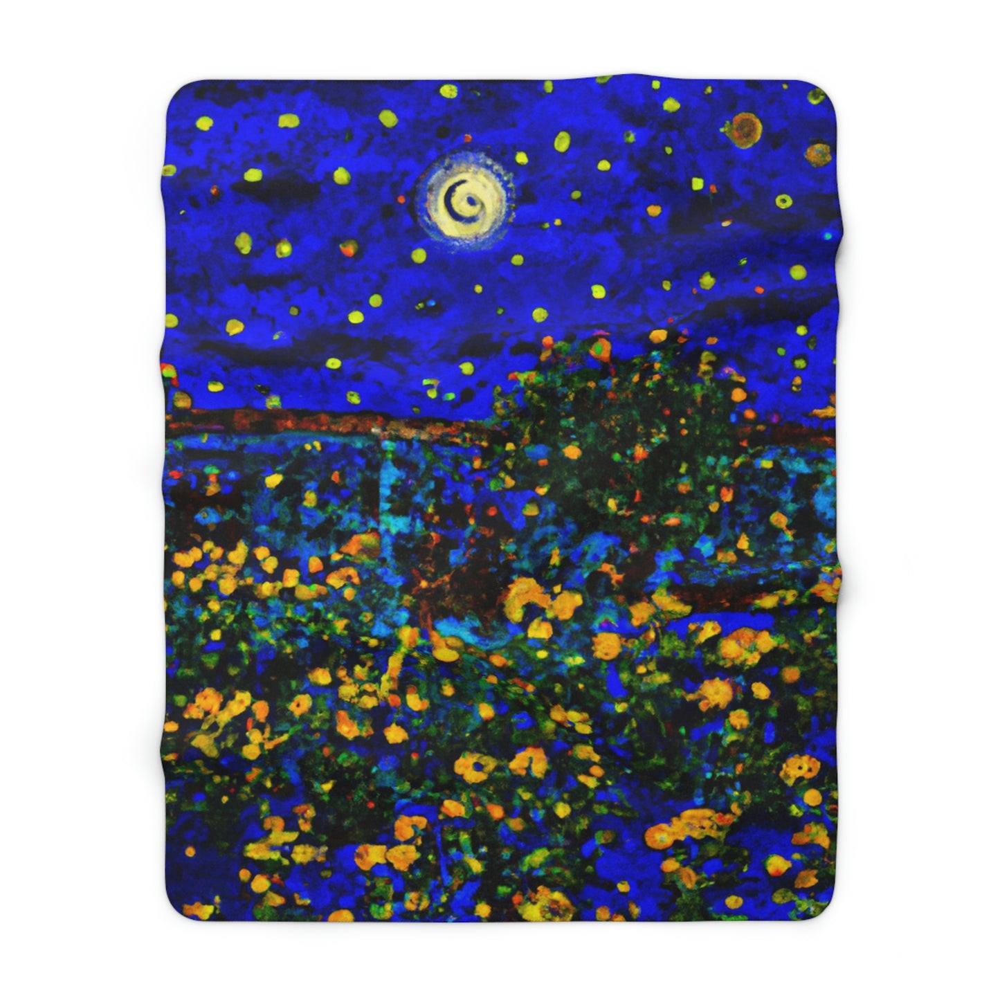 "A Midnight Celebration in Grandma's Garden" - The Alien Sherpa Fleece Blanket