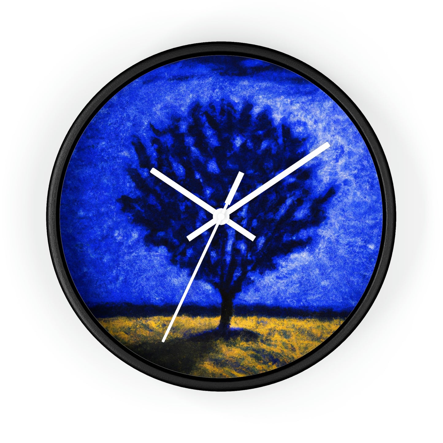 "A Lone Blue Tree in the Moonlight Field" - The Alien Wall Clock