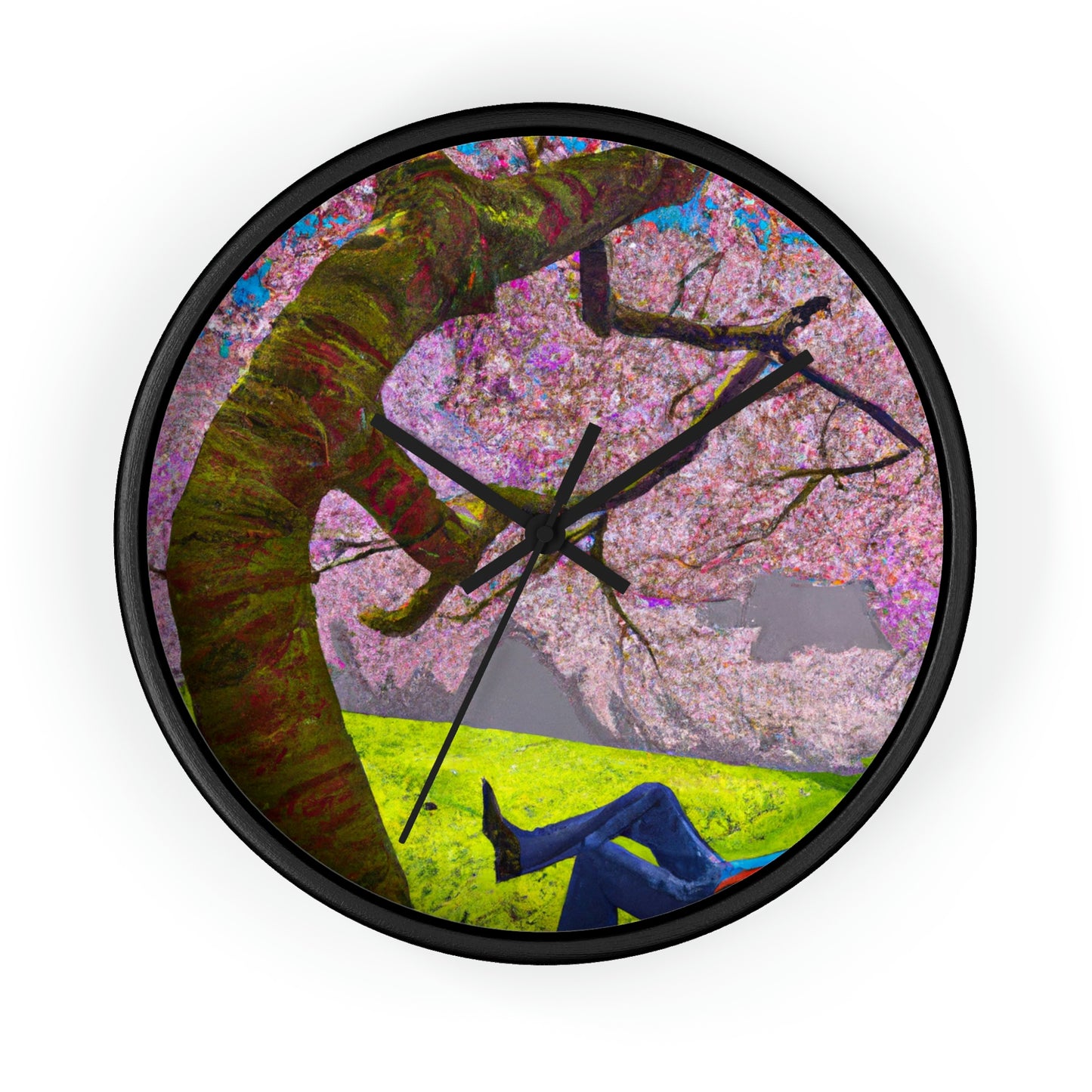 "A Moment of Calm Beneath the Cherry Blossoms" - The Alien Wall Clock