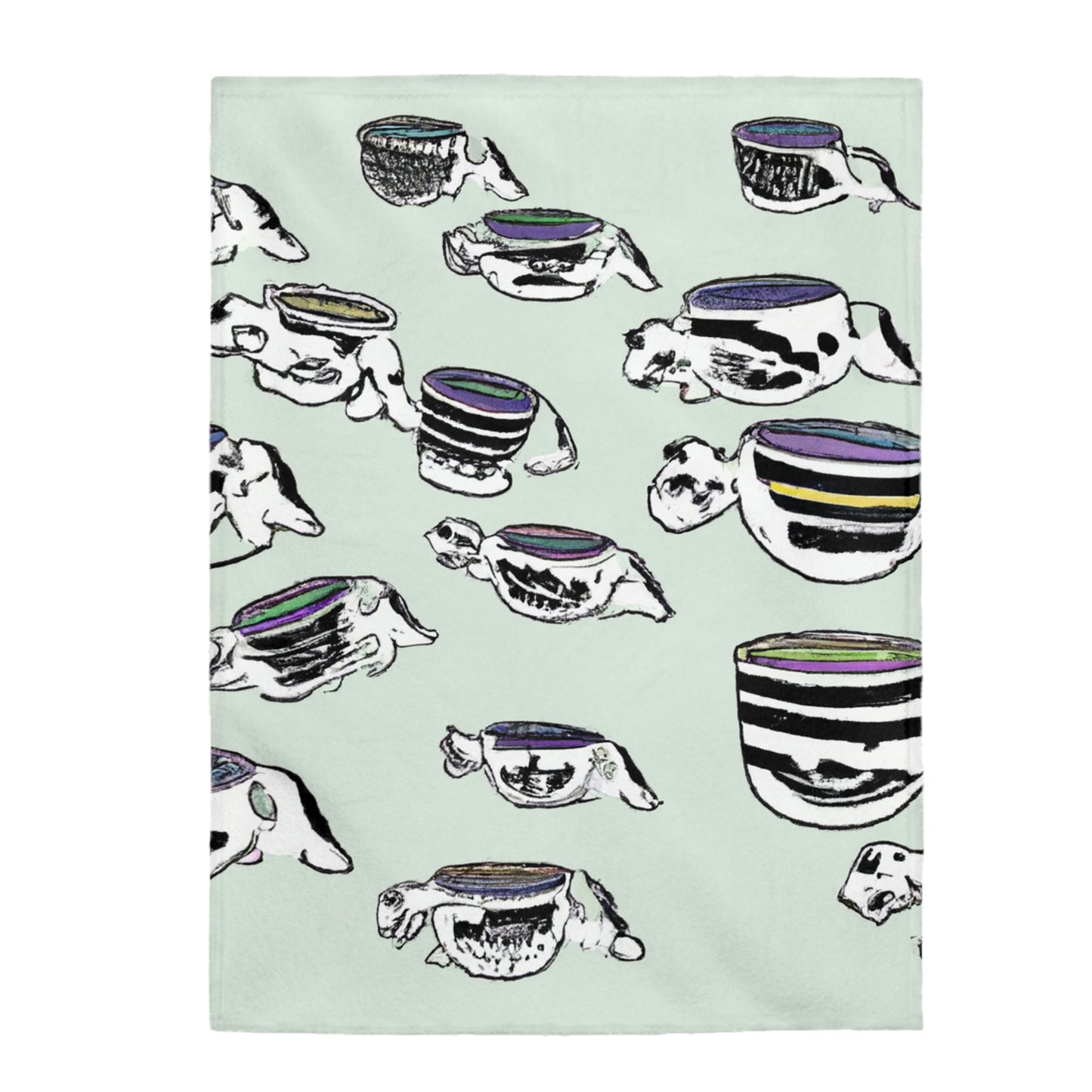 "A Purr-fectly Precious Tea Party Parade" - The Alien Velveteen Plush Blanket