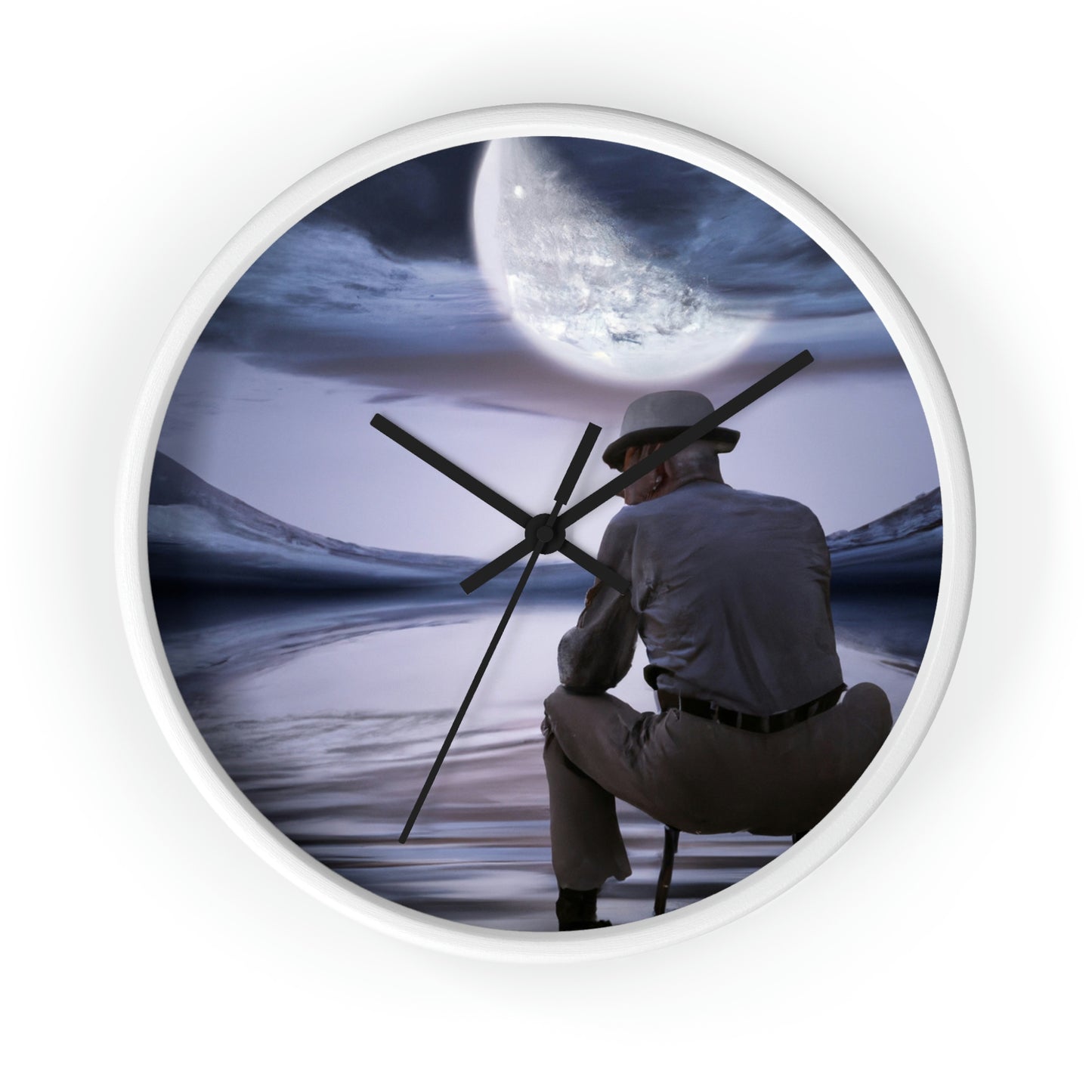 Moonlight Reflections on a Quiet Lake - The Alien Wall Clock