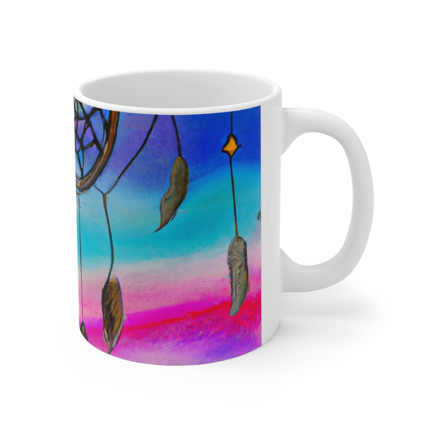 "A Galaxy of Dreams: A Colorful Dreamcatcher Captures Falling Stardust" - The Alien Ceramic Mug 11 oz