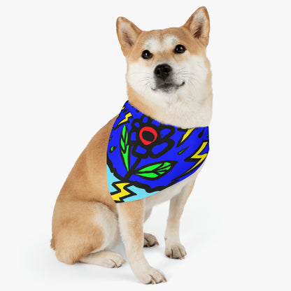 "A Bold Bloom Amidst the Storm" - El collar de bandana para mascotas alienígenas