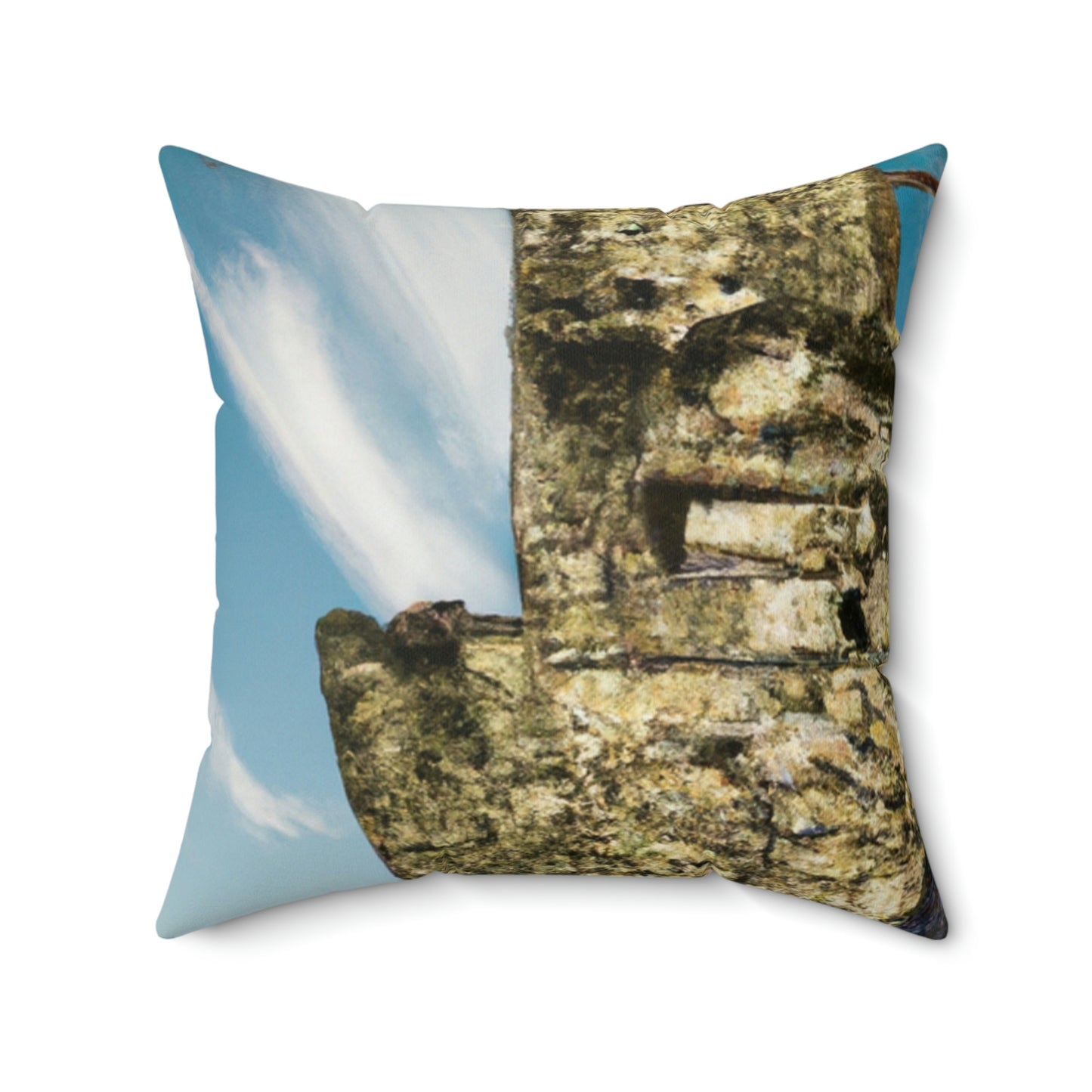 "Un centinela entre ruinas: la percha de un búho sin agitar" - The Alien Square Pillow