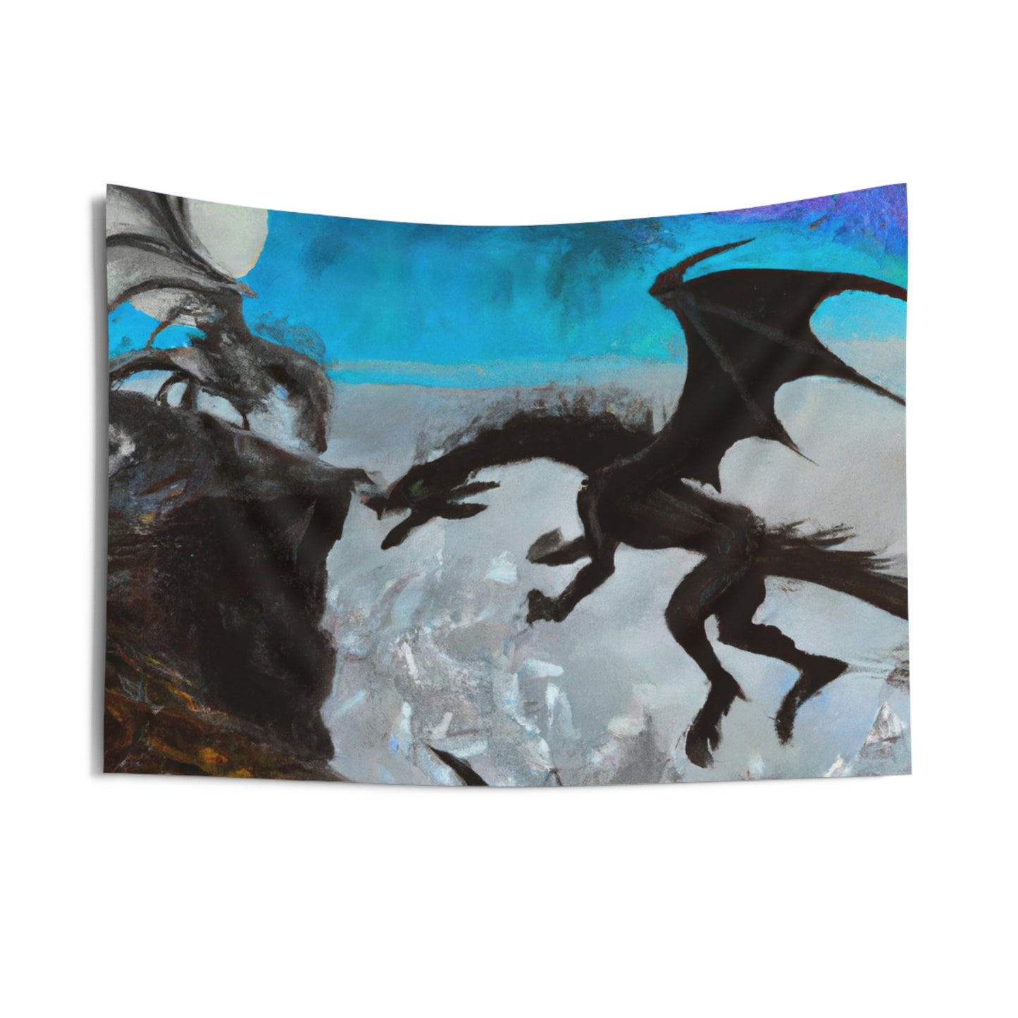 „Kampf von Feuer und Stahl auf der mondbeschienenen Klippe“ – The Alien Wall Tapestries