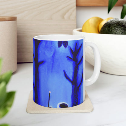 "Un viaje a través del bosque iluminado por la luna" - Taza de cerámica The Alien 11 oz