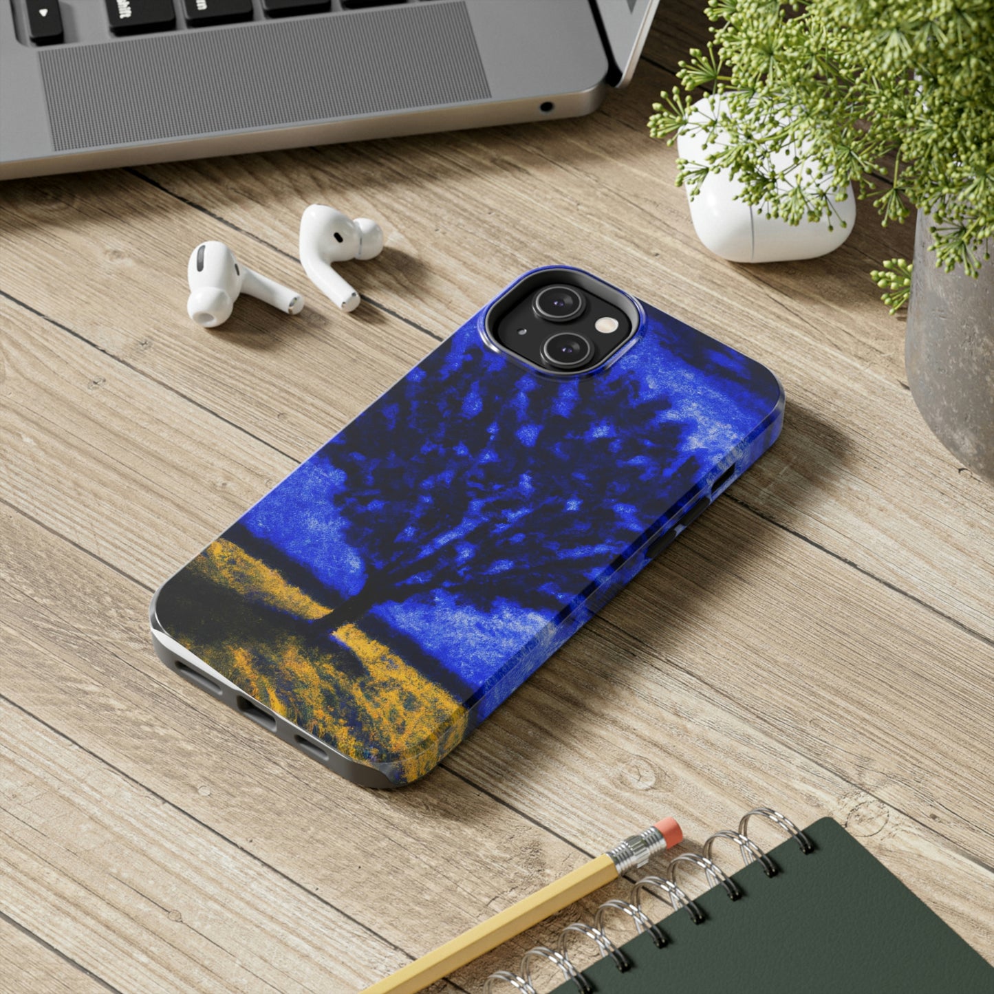 "A Lone Blue Tree in the Moonlight Field" - The Alien Tough Phone Cases