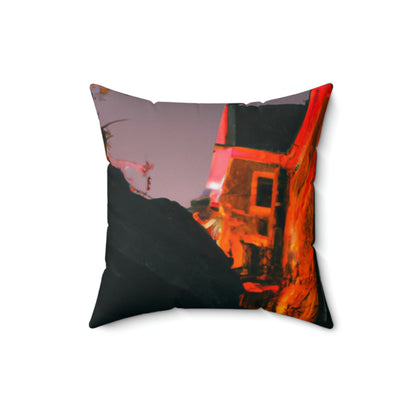 "Haunted Hallows: Untersuchung eines verlassenen Schlosses in der Halloween-Nacht" - Das Alien Square Pillow