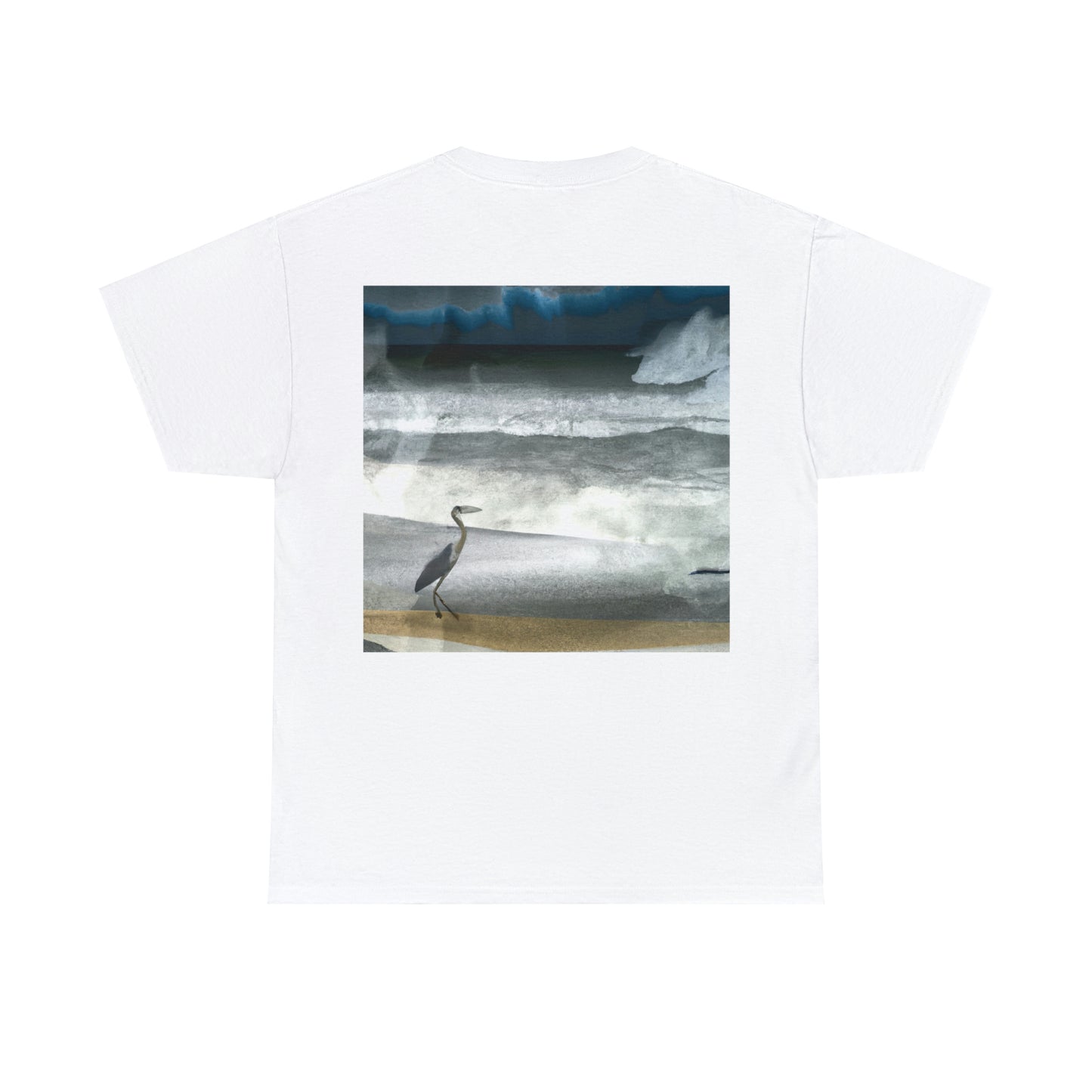 "A Sea of Turmoil: A Heron's Restlessness". - The Alien T-shirt