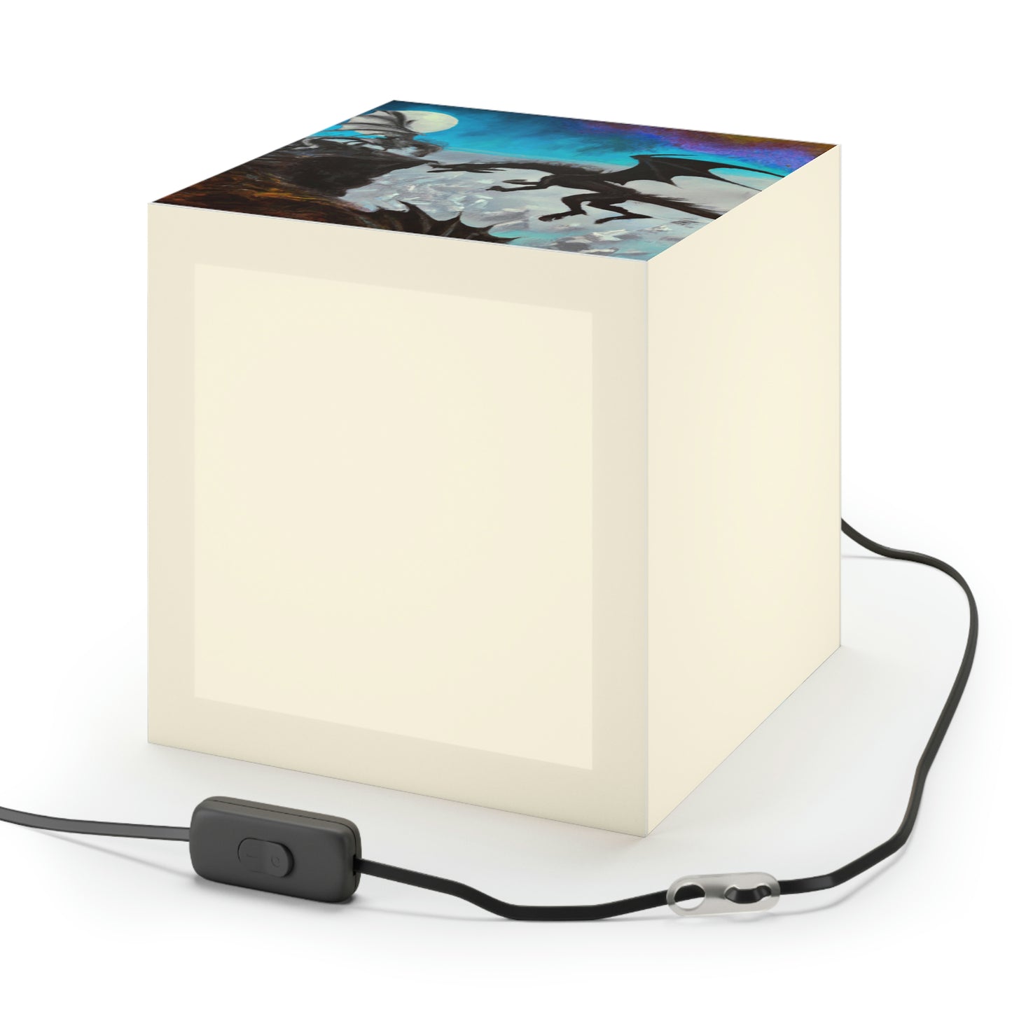 "Clash of Fire and Steel on the Moonlit Cliff" - The Alien Light Cube Lamp