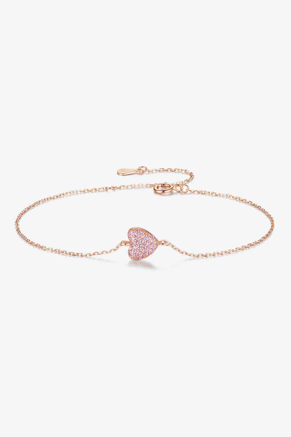 Pulsera de Plata de Ley 925 con Corazón de Circonitas