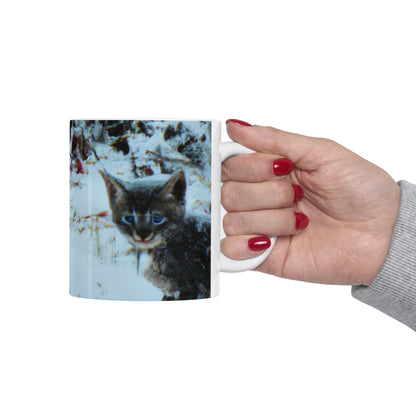 "Brave Kitten in the Frozen Storm" - The Alien Ceramic Mug 11 oz