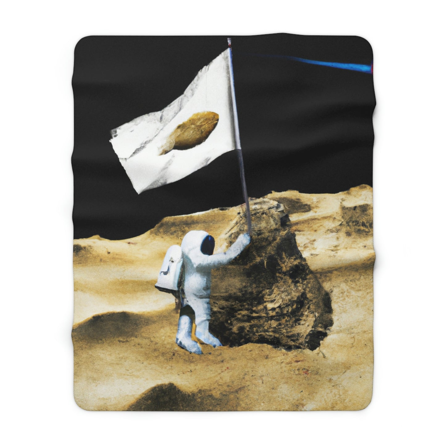 "Claiming Space: The Astronaut's Asteroid Flag Planting" - The Alien Sherpa Fleece Blanket