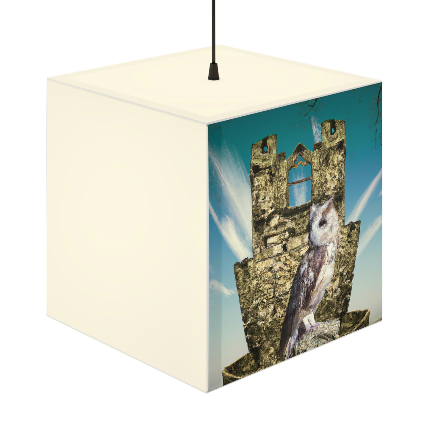 "A Sentinal Among Ruins: An Unstirred Owl's Perch" - The Alien Light Cube Lamp