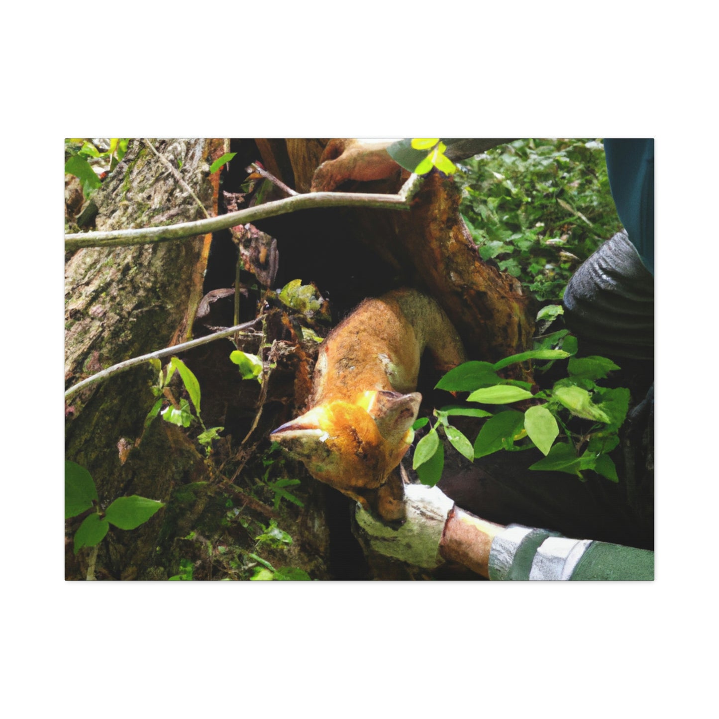 "Standhafte Retter: Rettung eines Babyfuchs von einem zerschmetterten Baum" - The Alien Canva