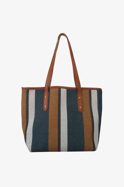 Bolso tote de paja a rayas