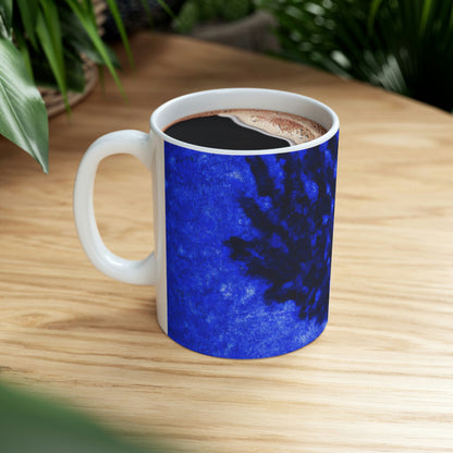 "Ein einsamer blauer Baum im Mondscheinfeld" - Der Alien-Keramikbecher 11 oz