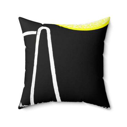 „Die Mondscheinschaukel: Ein traumhafter Moment auf einer Wiese“ – Das Alien Square Pillow