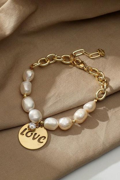 Pulsera de perlas de agua dulce LOVE 