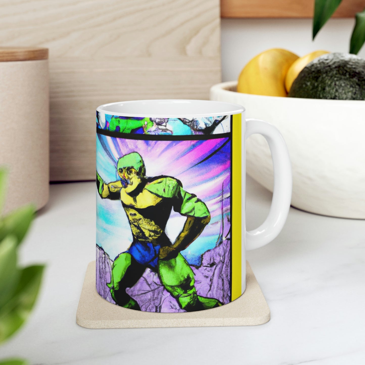 ¡Enfrentamiento de superhéroes! - La Taza de Cerámica Alienígena 11 oz