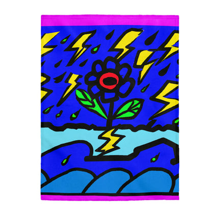 "A Bold Bloom Amidst the Storm" - The Alien Velveteen Plush Blanket