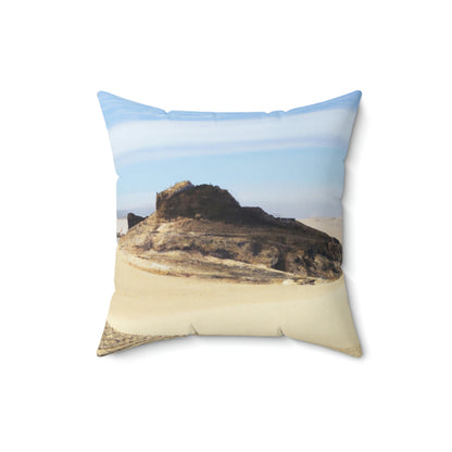 "Lost in the Sands: Discovering the Ancient Temple" - The Alien Square Pillow