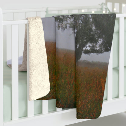 The Lonely Tree in the Foggy Meadow - The Alien Sherpa Fleece Blanket