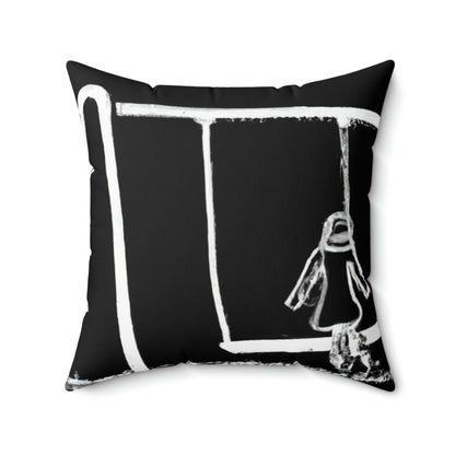 „Die Mondscheinschaukel: Ein traumhafter Moment auf einer Wiese“ – Das Alien Square Pillow