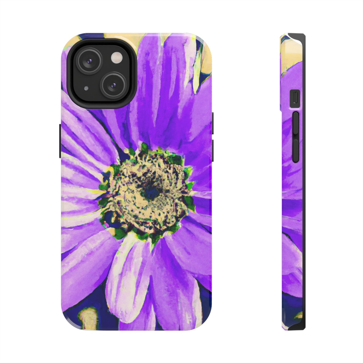 Lila Blütenblätter knallen: Kreieren Sie eine auffällige Gänseblümchen-Rosen-Fusion – The Alien Tough Phone Cases