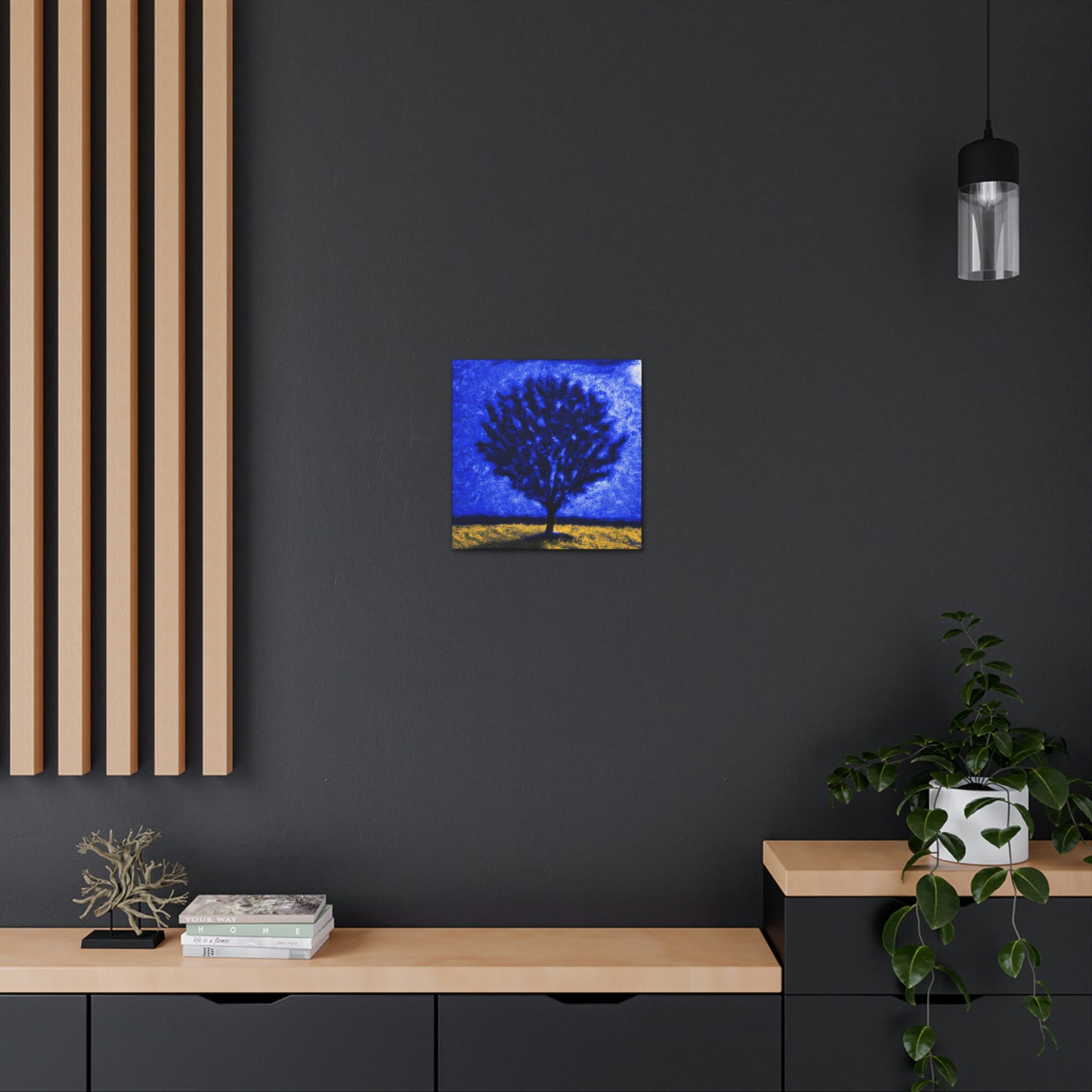 "Un árbol azul solitario en el campo de luz de la luna" - The Alien Canva