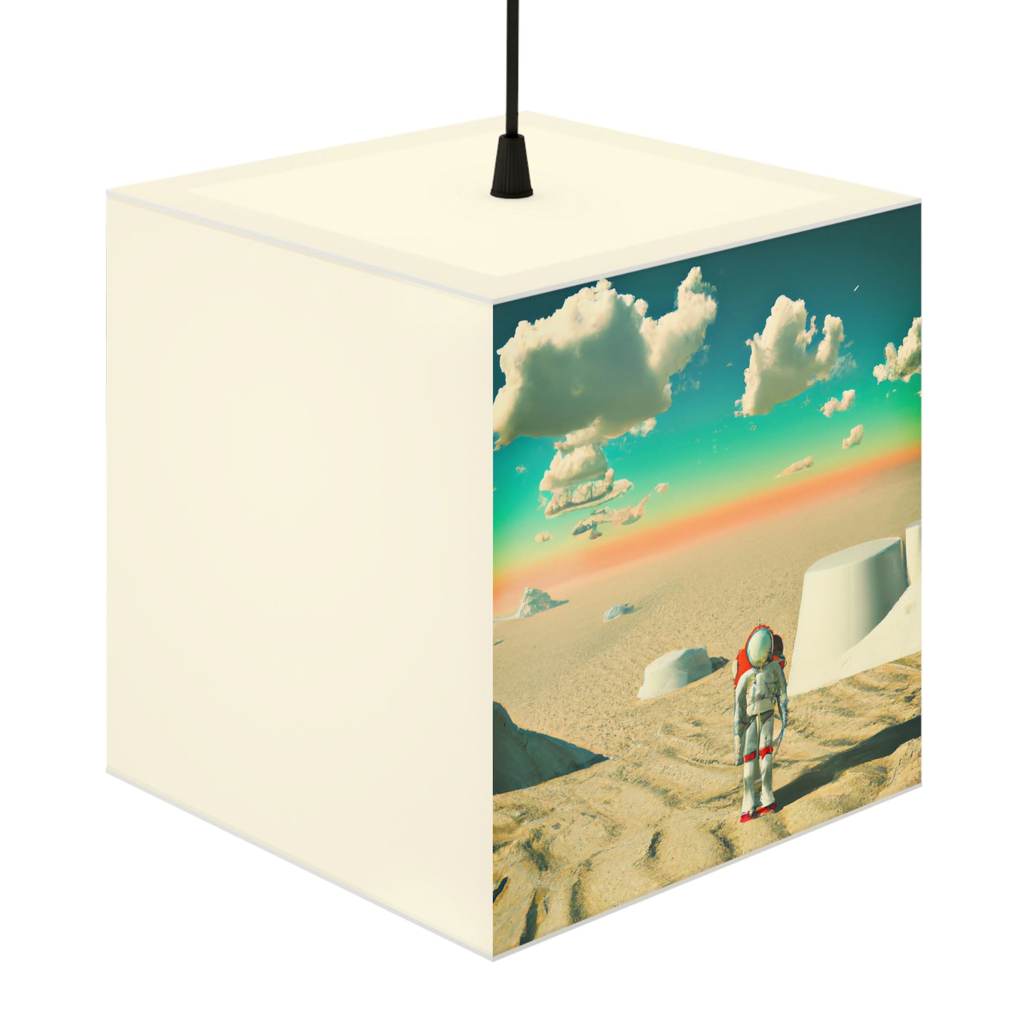 "A Strayed Astronaut: Alone on a Forlorn Planet" - The Alien Light Cube Lamp