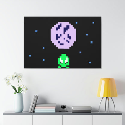 "Lonely Witness of the Night Sky" - The Alien Canva Pixel Art