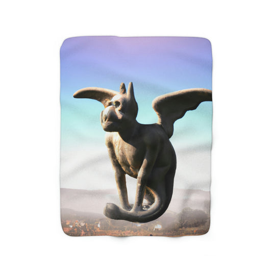 "Alone on the Hilltop: The Tale of a Solitary Gargoyle" - The Alien Sherpa Fleece Blanket