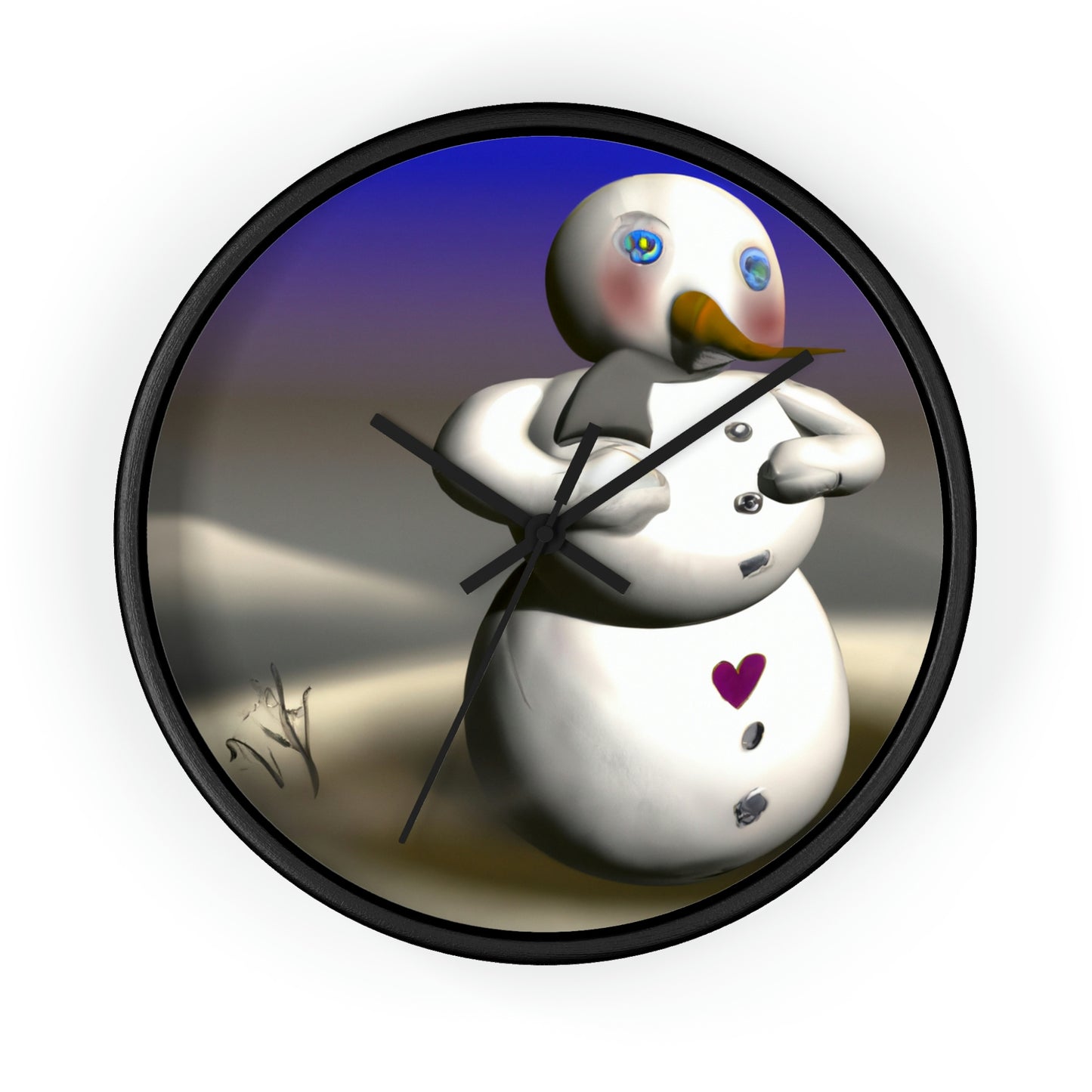 "Chilly But Hopeful: The Snowman's Quest For A Hug" - Die Alien-Wanduhr