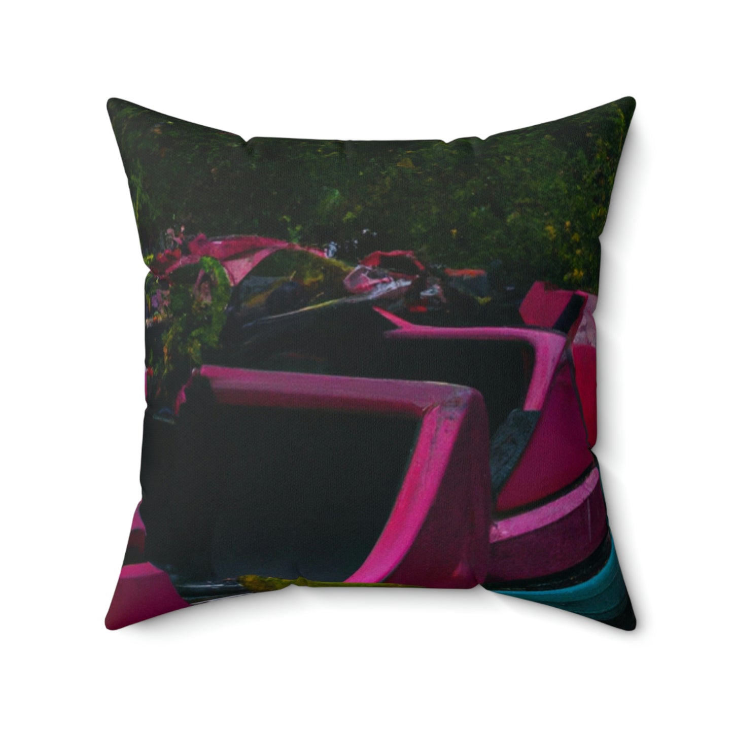 "Abandoned Thrills: Lost in a Forgotten Theme Park" - Das Alien Square Pillow