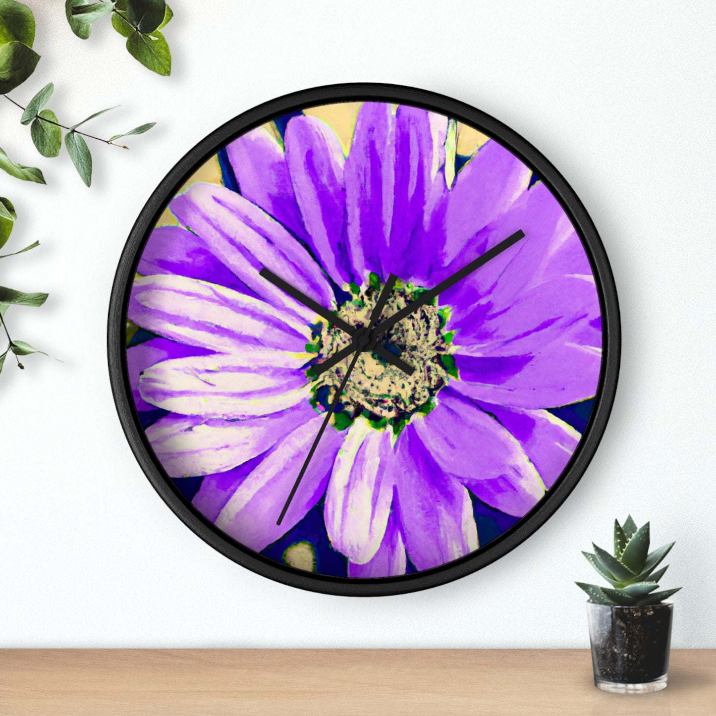 Pétalos morados estallando: crea una llamativa fusión de margaritas y rosas - The Alien Wall Clock