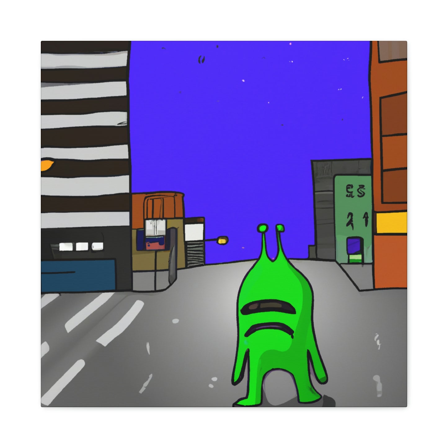 „Alien-Missgeschick in der Stadt“ – The Alien Canva