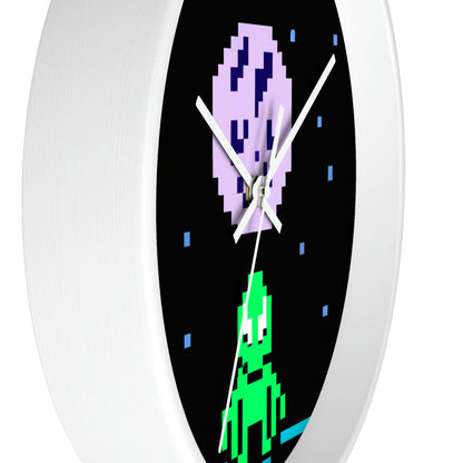 "Lonely Witness of the Night Sky" - The Alien Wall Clock Pixel Art