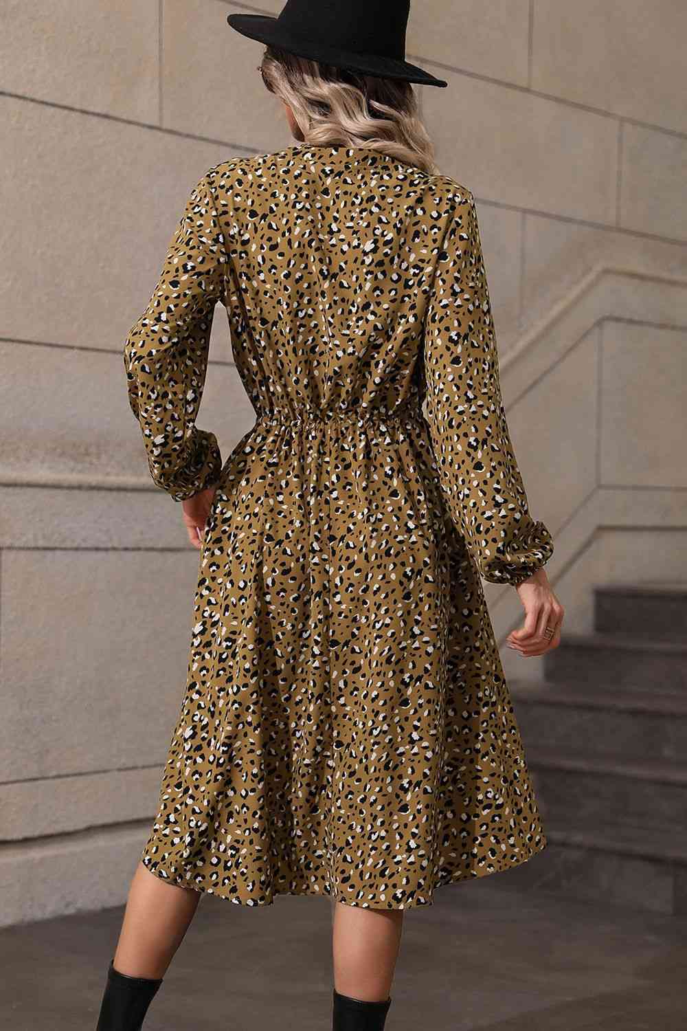 Printed Long Sleeve Midi Dress