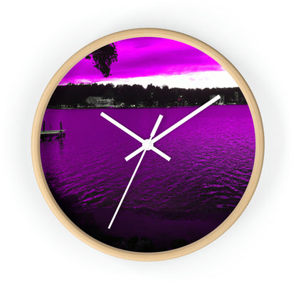 "The Neon Purple Lakefront" - The Alien Wall Clock