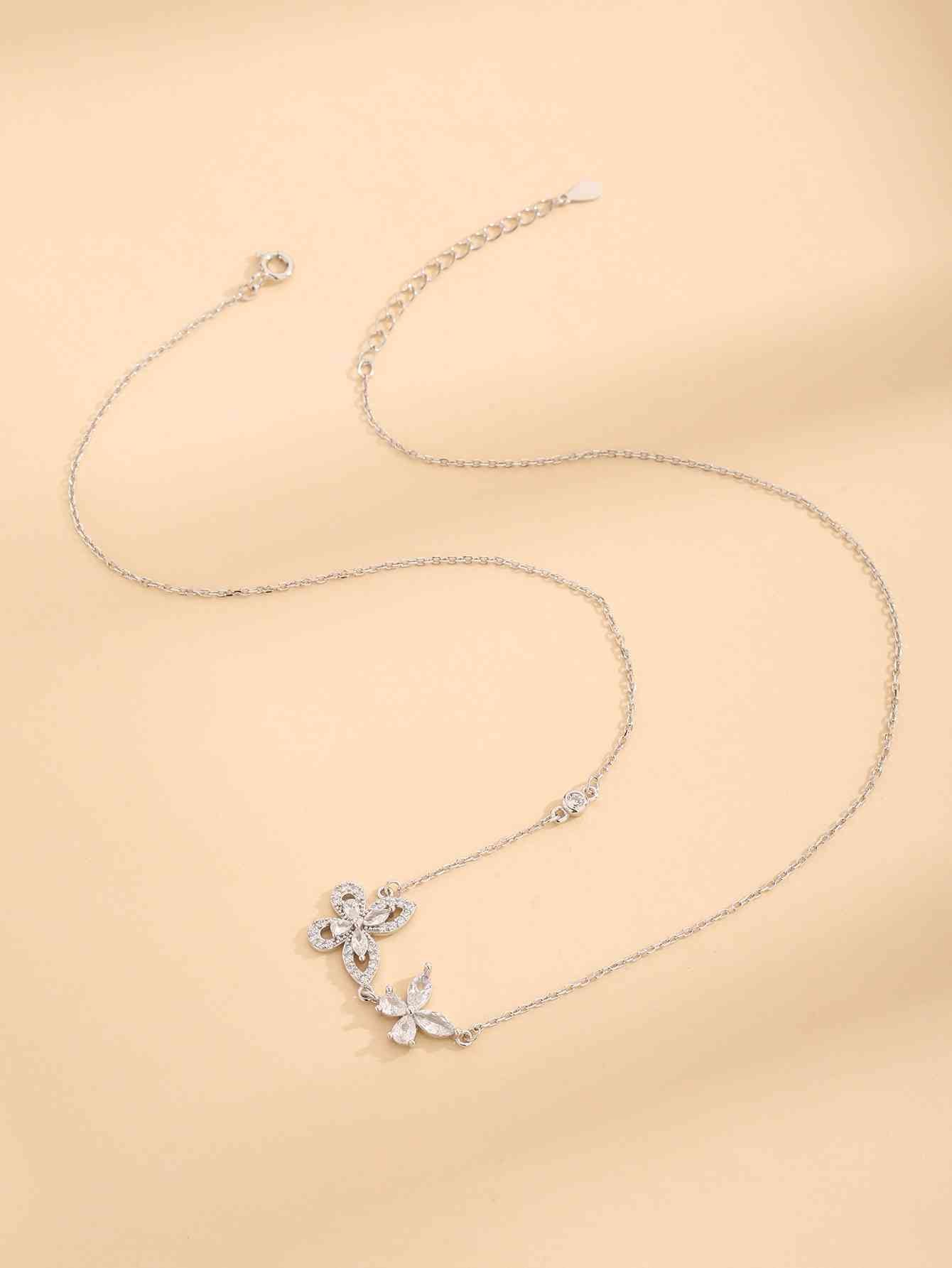 Zirkon 925 Sterling Silber Schmetterling Halskette