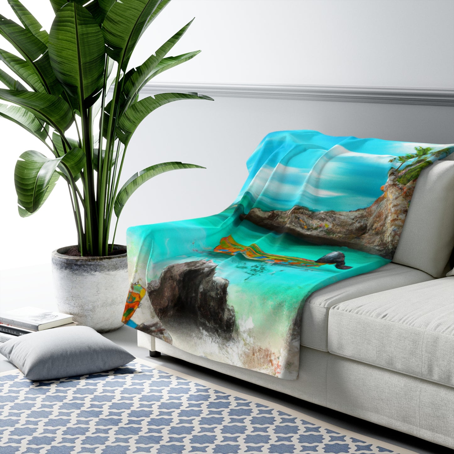 "Caribbean Fiesta on the Beach - A Digital Exploration of Mexican Culture" - The Alien Sherpa Fleece Blanket