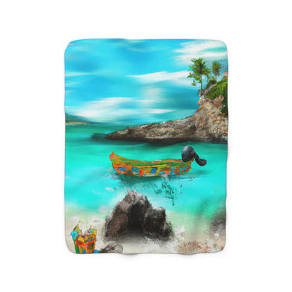 "Caribbean Fiesta on the Beach - A Digital Exploration of Mexican Culture" - The Alien Sherpa Fleece Blanket