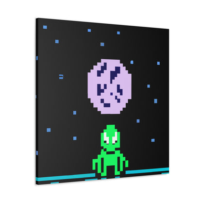 "Lonely Witness of the Night Sky" - The Alien Canva Pixel Art