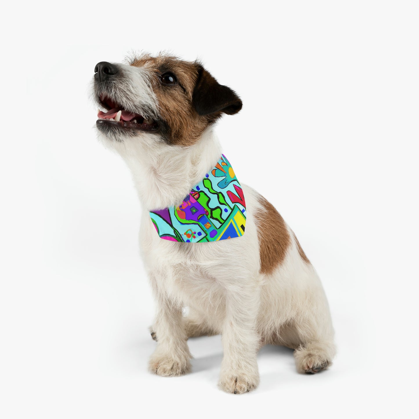 "Ein mystischer Garten aus Regenbogenblüten" - Das Alien Pet Bandana Halsband