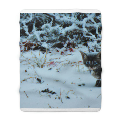 "Brave Kitten in the Frozen Storm" - The Alien Sherpa Fleece Blanket