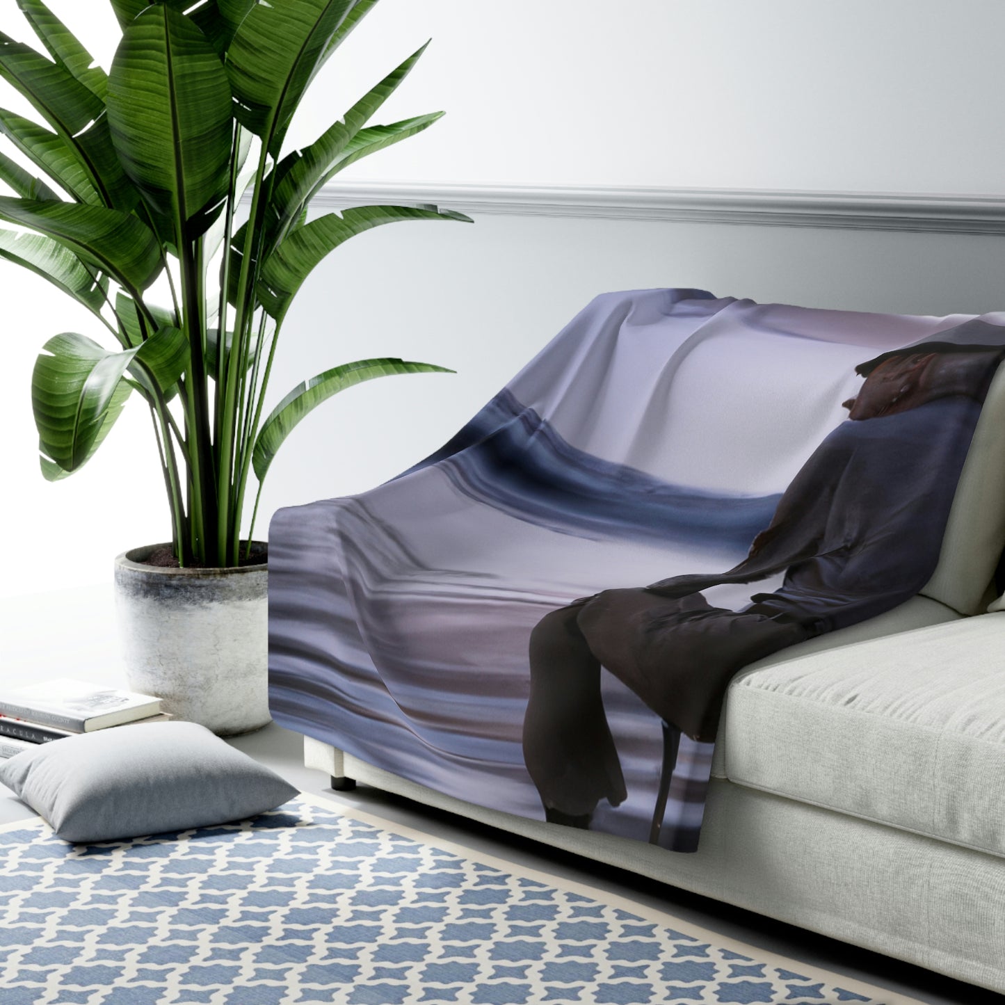 Moonlight Reflections on a Quiet Lake - The Alien Sherpa Fleece Blanket