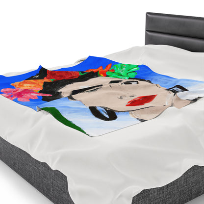 „Feurige Frida: Eine mexikanische Ikone mit farbenfroher Kultur malen“ – The Alien Velveteen Plush Blanket