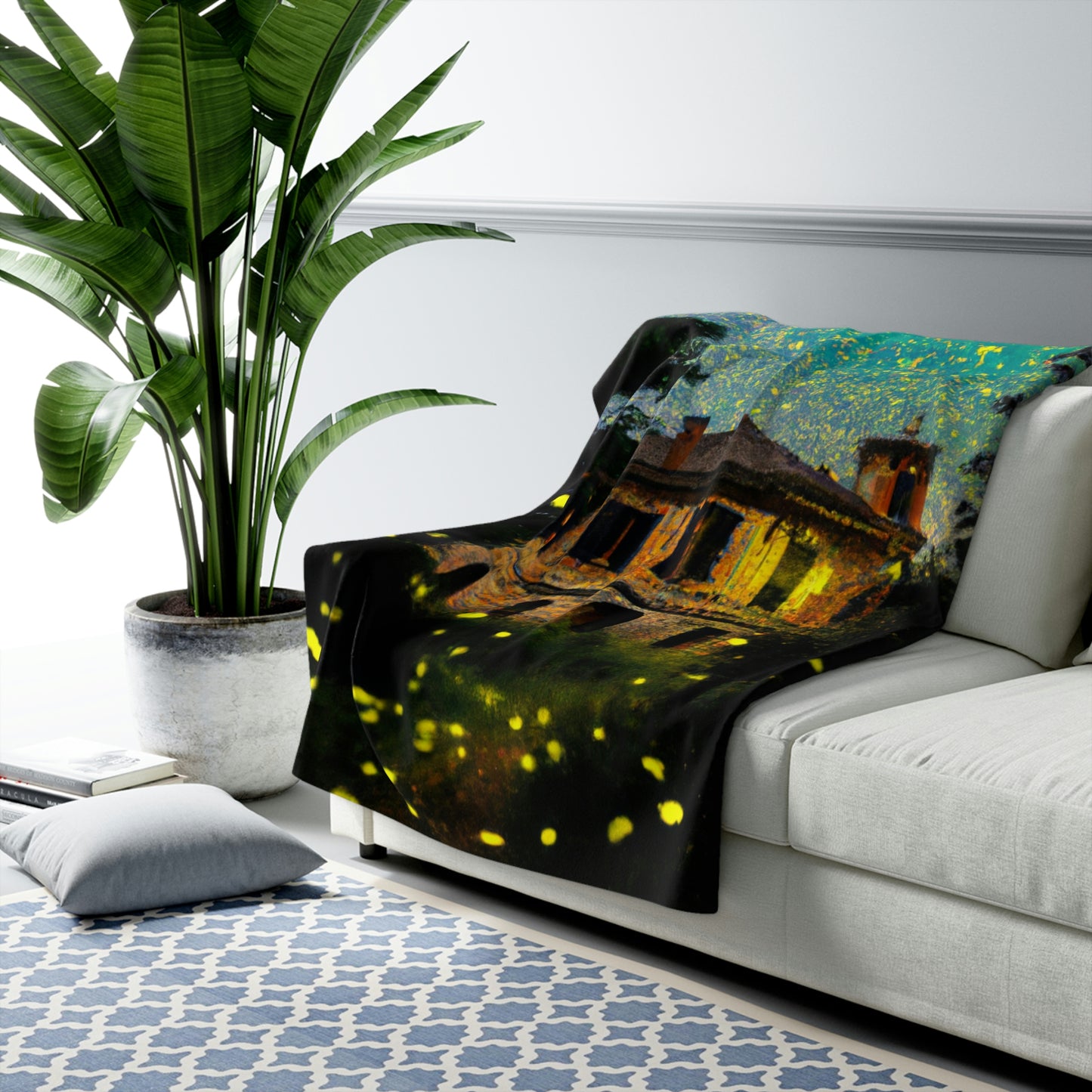 "A Shining Embrace of Fireflies" - The Alien Sherpa Fleece Blanket